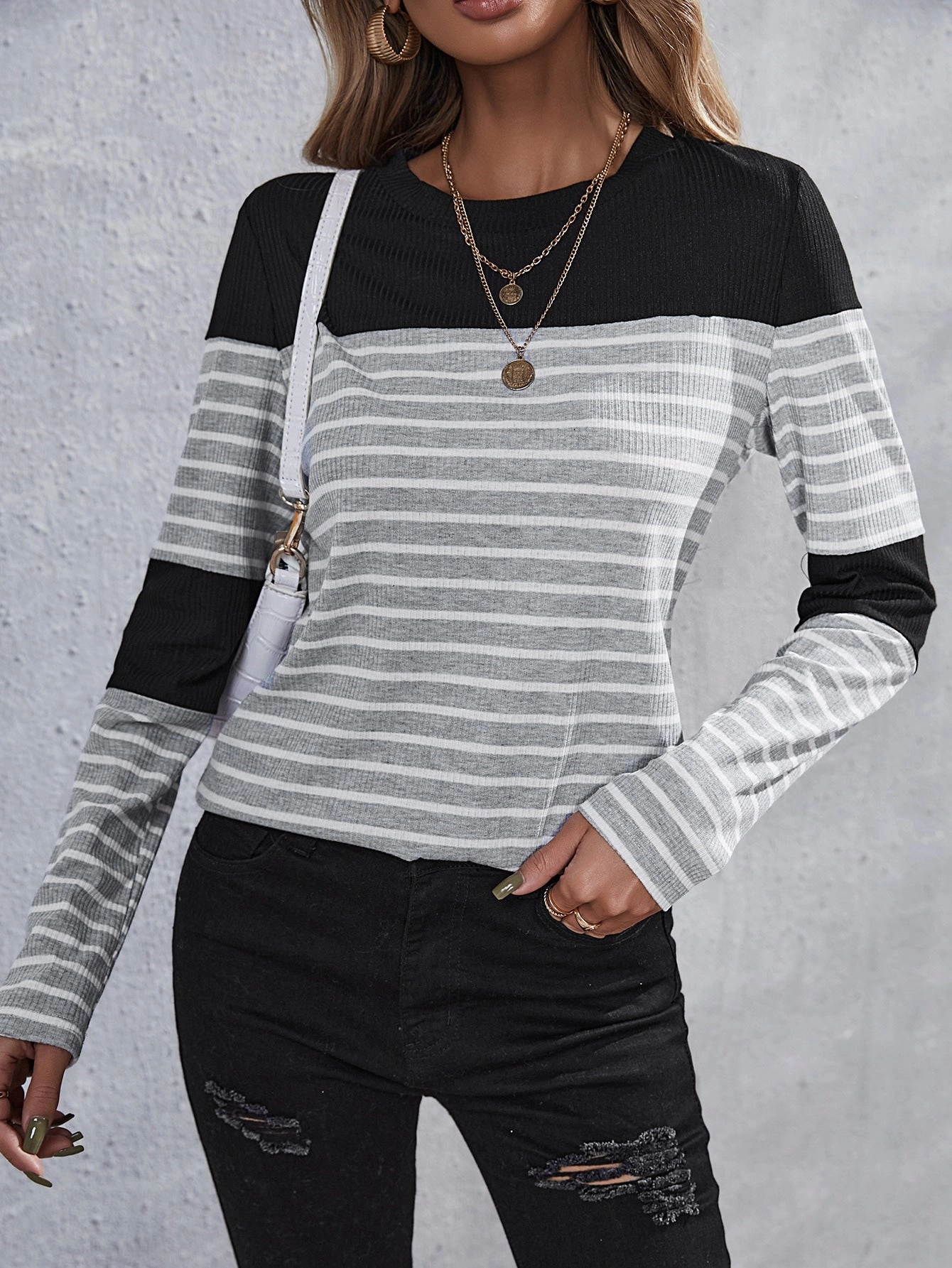 KittenAlarm - Contrast Panel Striped Tee