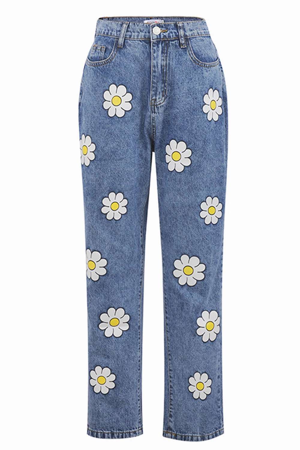 KittenAlarm - Cute Daisy Cartoon Pattern Jeans Pants