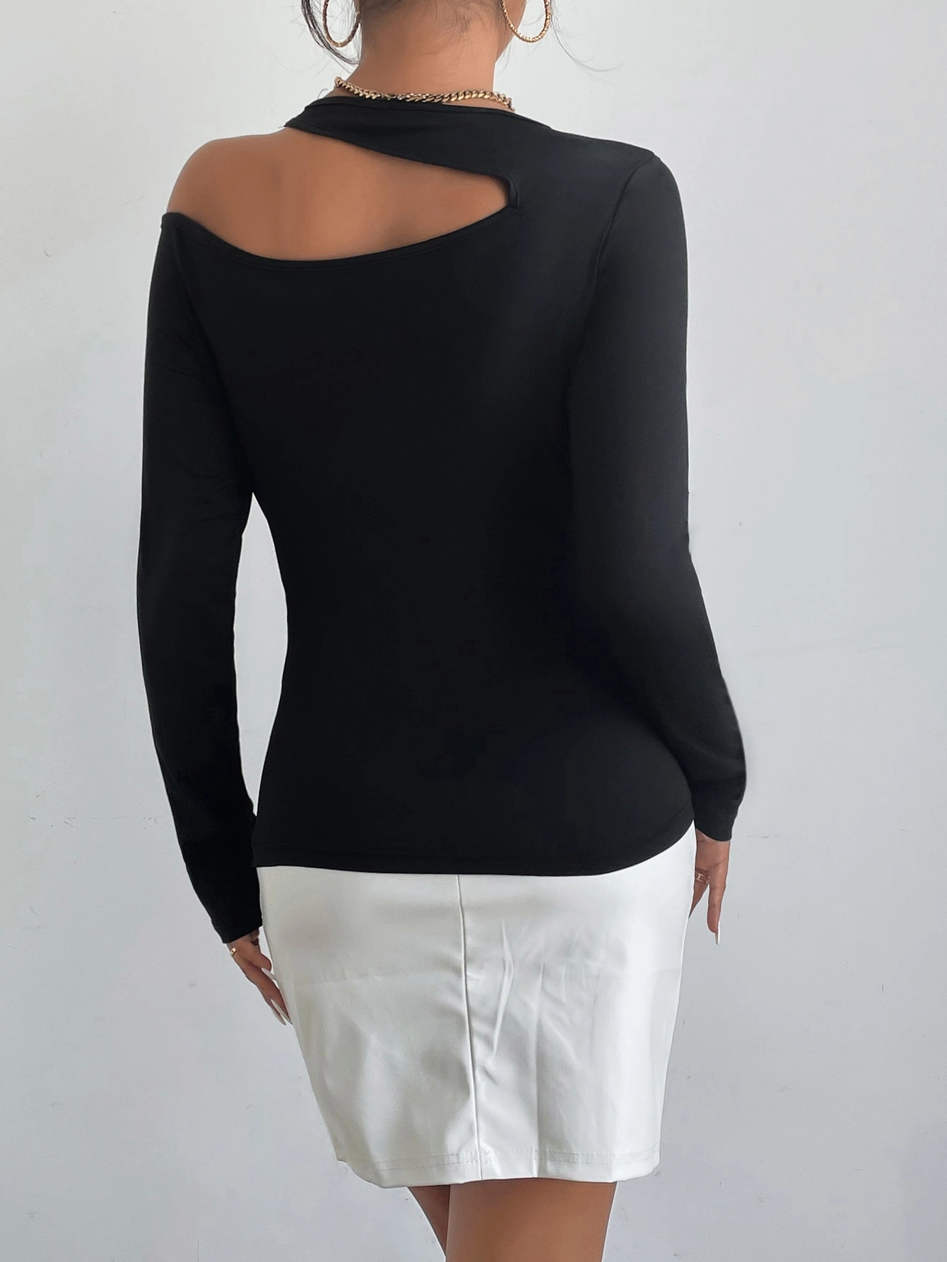KittenAlarm - Cutout Shoulder Bodycon Top