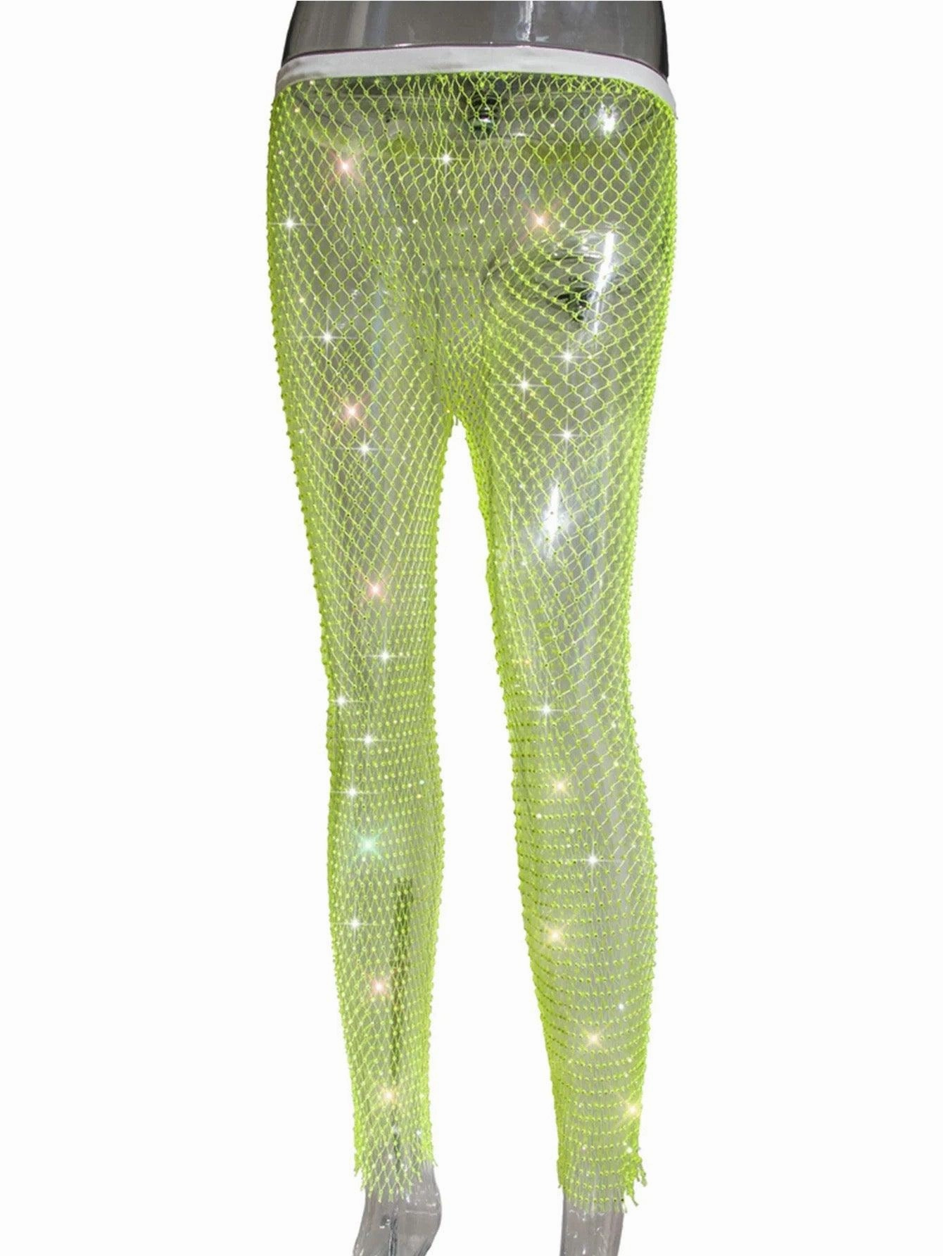 KittenAlarm - Cynthia Rhinestone Mesh Pants