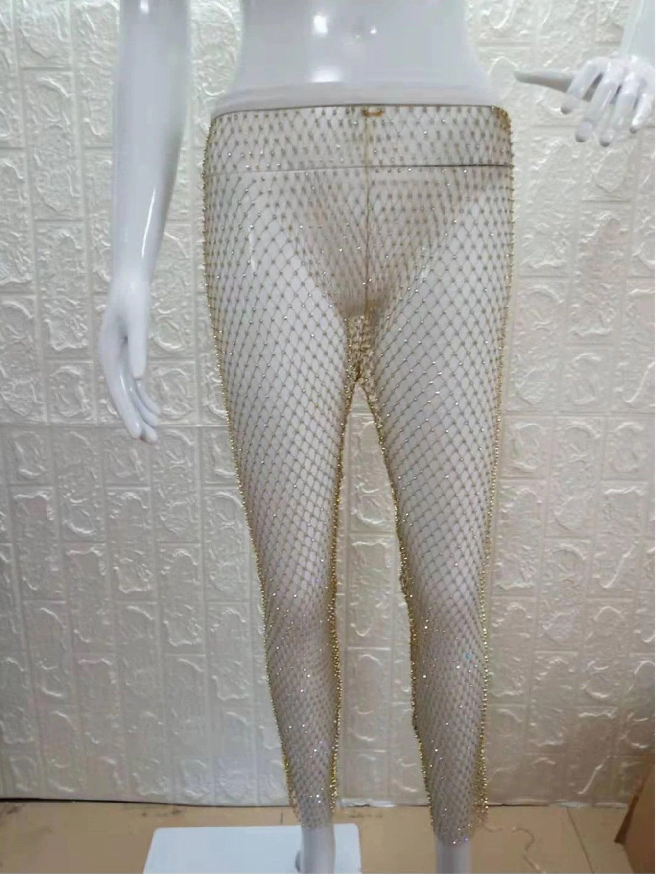 KittenAlarm - Cynthia Rhinestone Mesh Pants