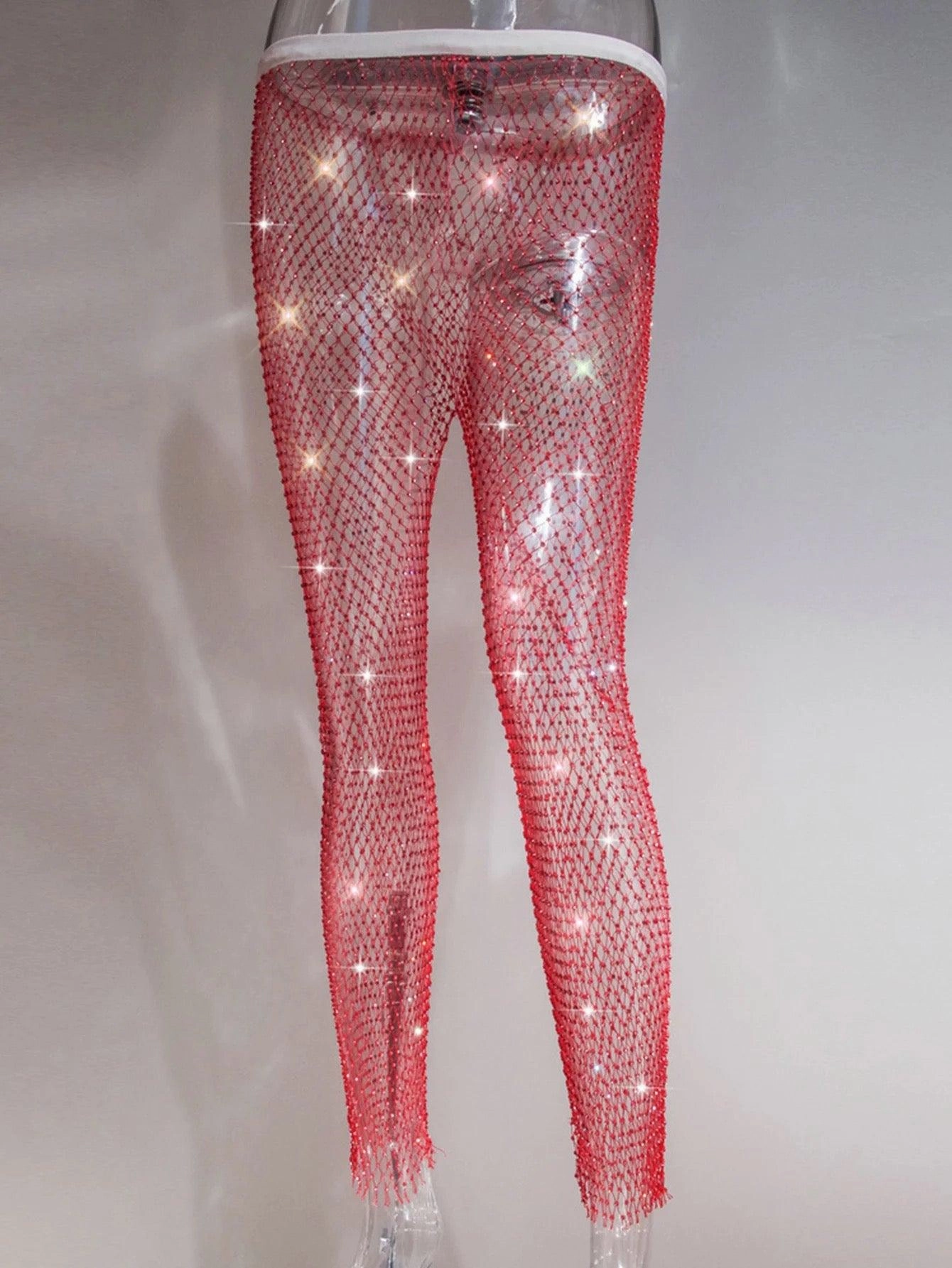 KittenAlarm - Cynthia Rhinestone Mesh Pants