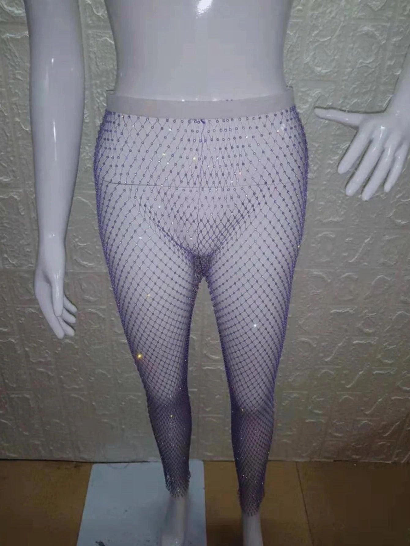 KittenAlarm - Cynthia Rhinestone Mesh Pants