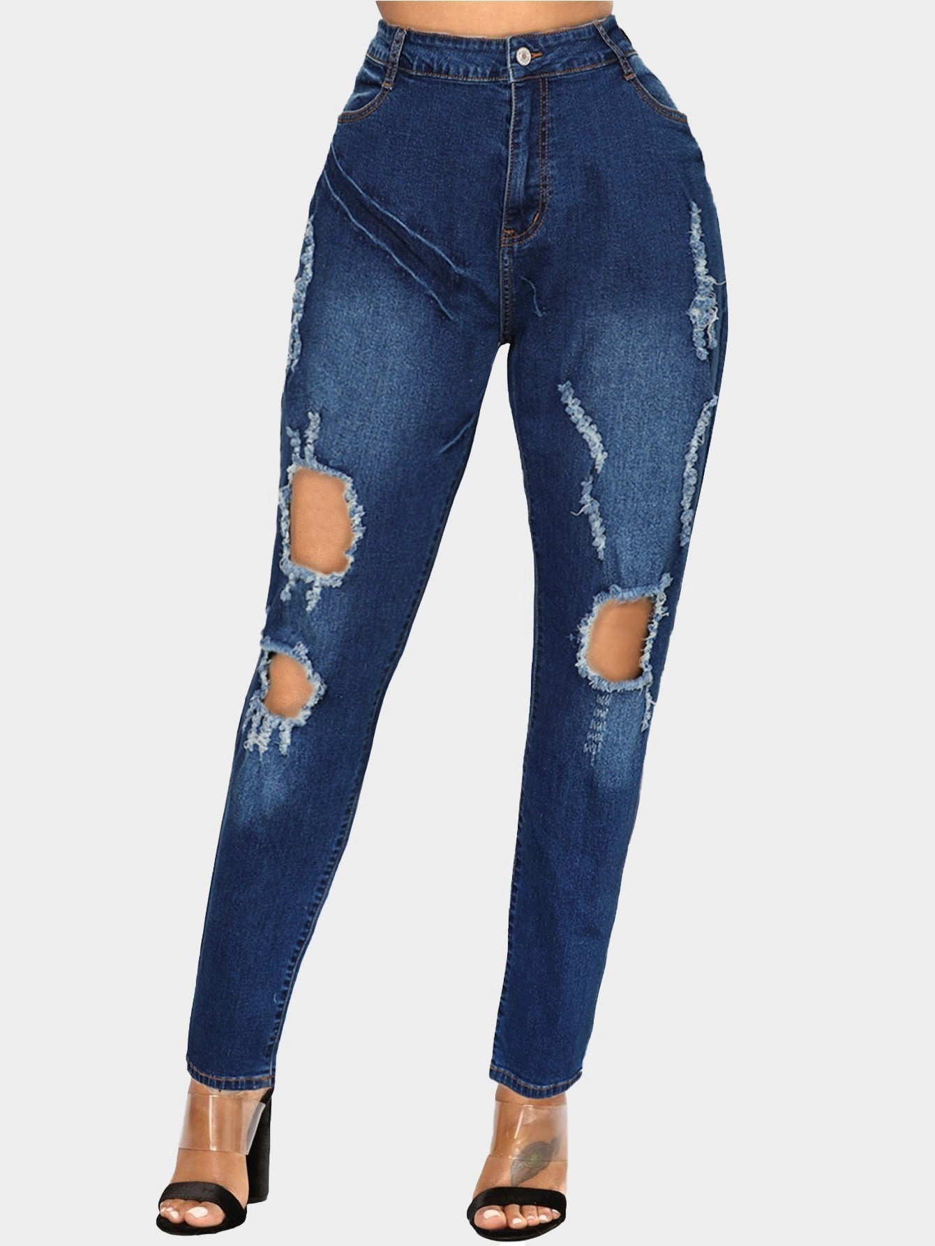 KittenAlarm - Dark Denim Distressed Skinny Jeans