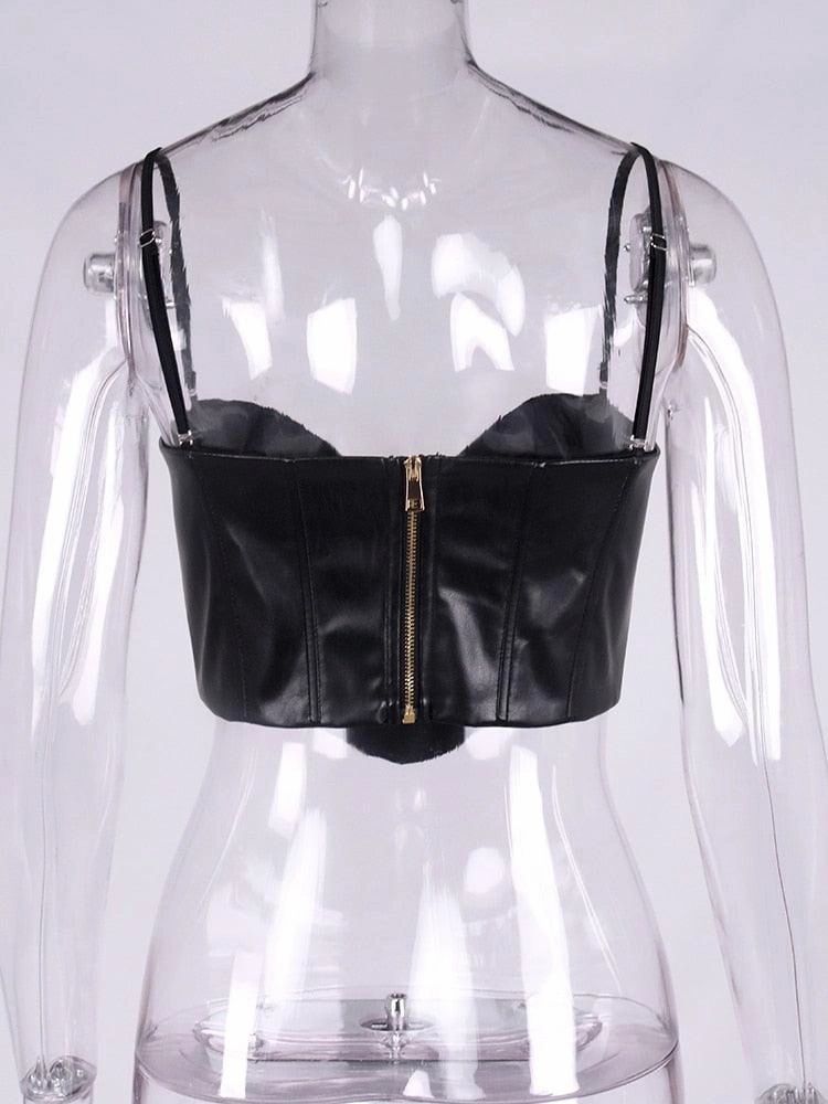 KittenAlarm - Dimples Notched Leather Cami Top