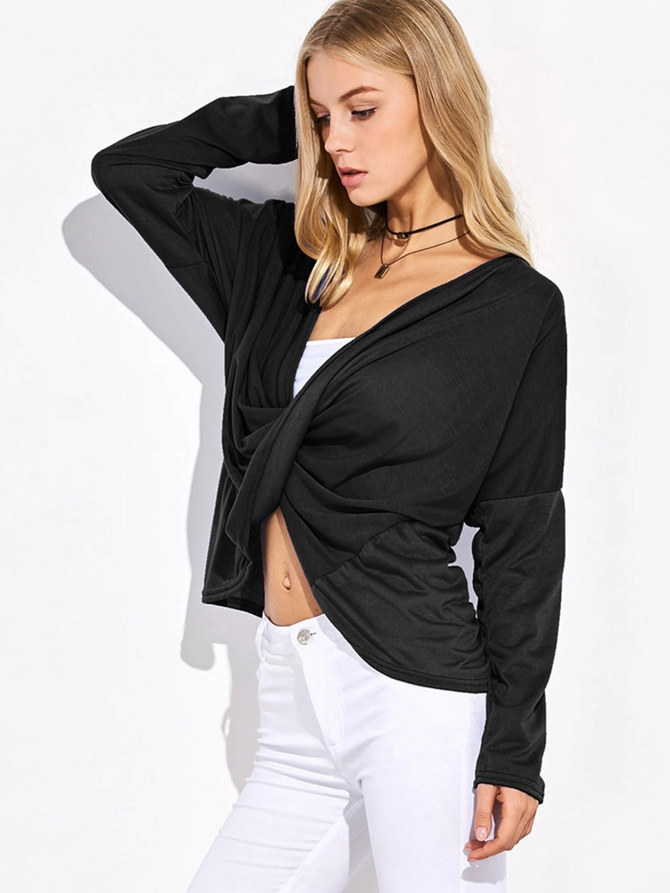 KittenAlarm - Drop Shoulder Twist Front Top