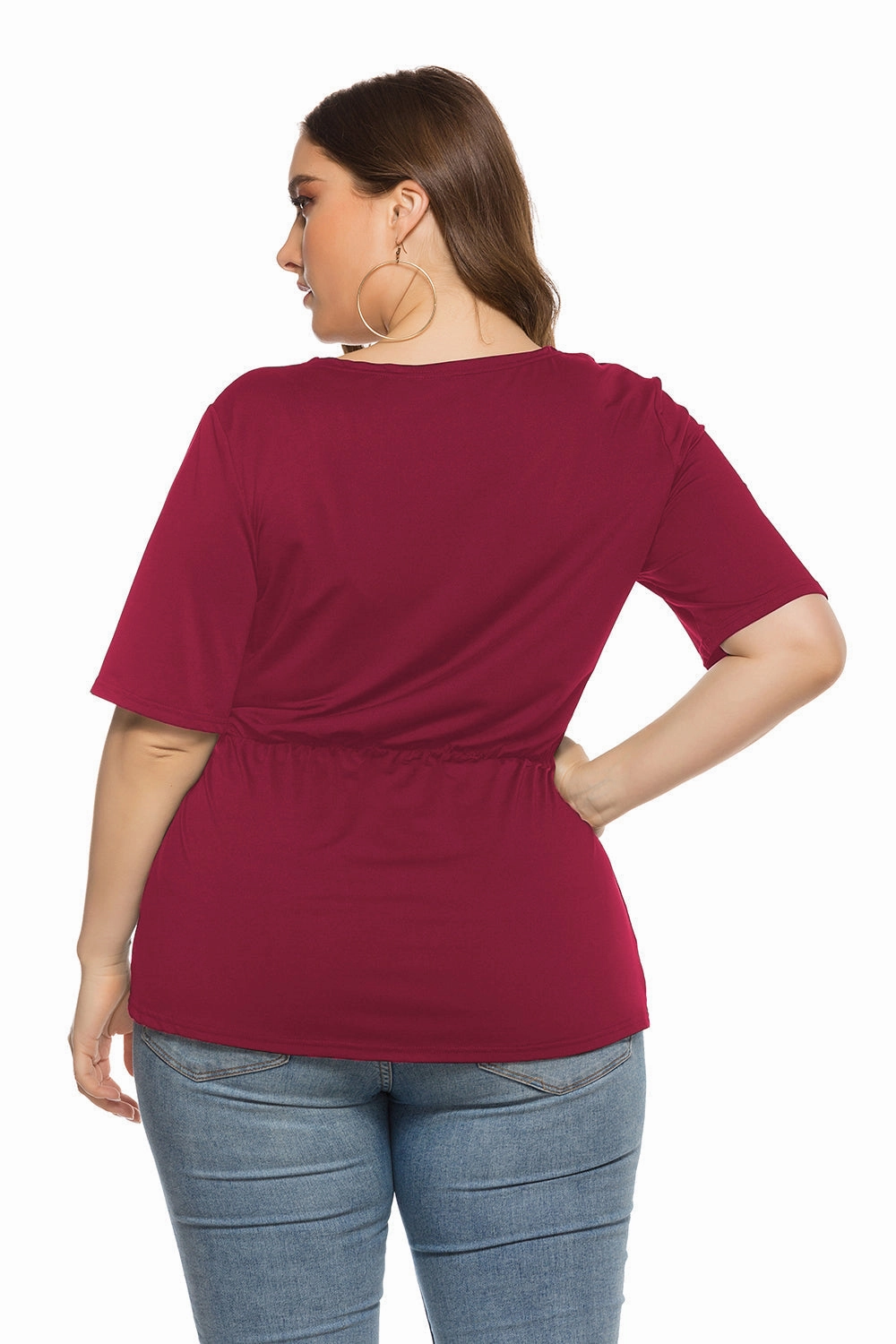 KittenAlarm - Fashion Women's Summer New Pure solid Color Top Plus Size V Neck Strappy Shirt Blouse