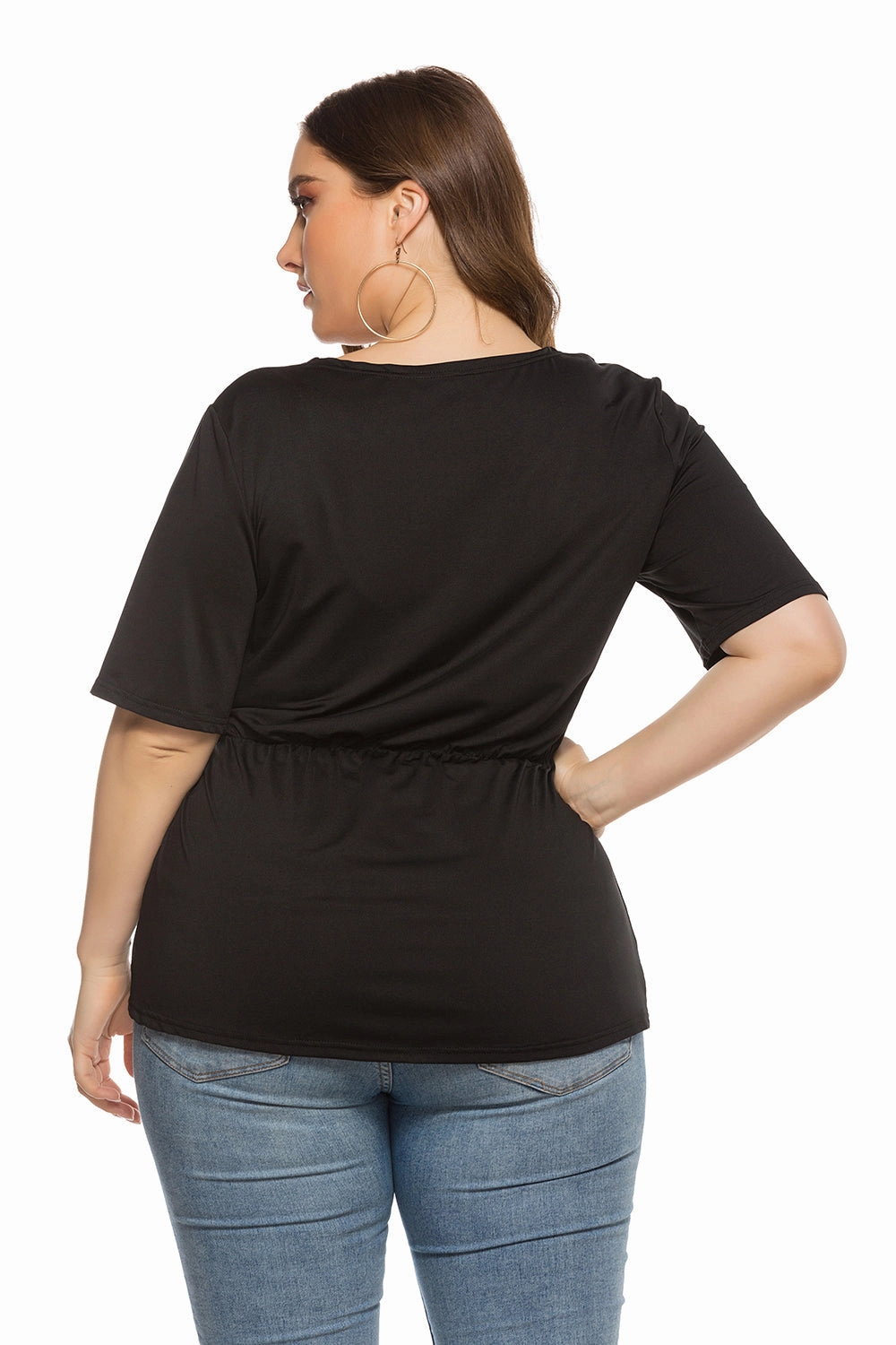 KittenAlarm - Fashion Women's Summer New Pure solid Color Top Plus Size V Neck Strappy Shirt Blouse