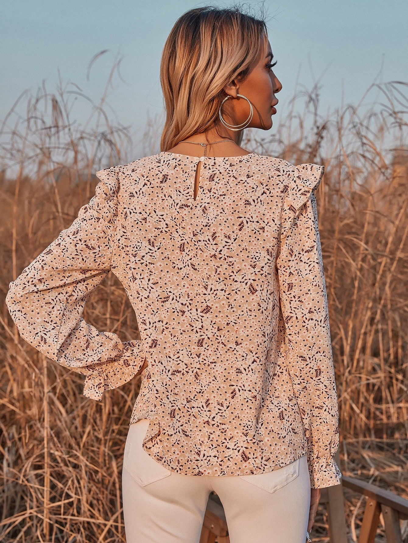 KittenAlarm - Floral Chiffon Shirt Casual Top Blouse