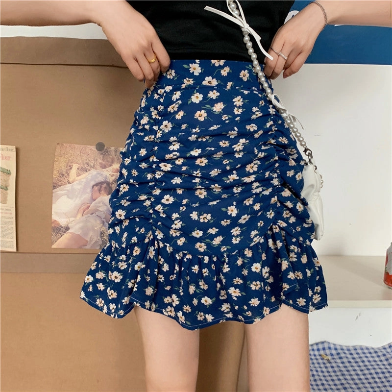 KittenAlarm - Flowers Pattern Folds Sexy Mini Skirts