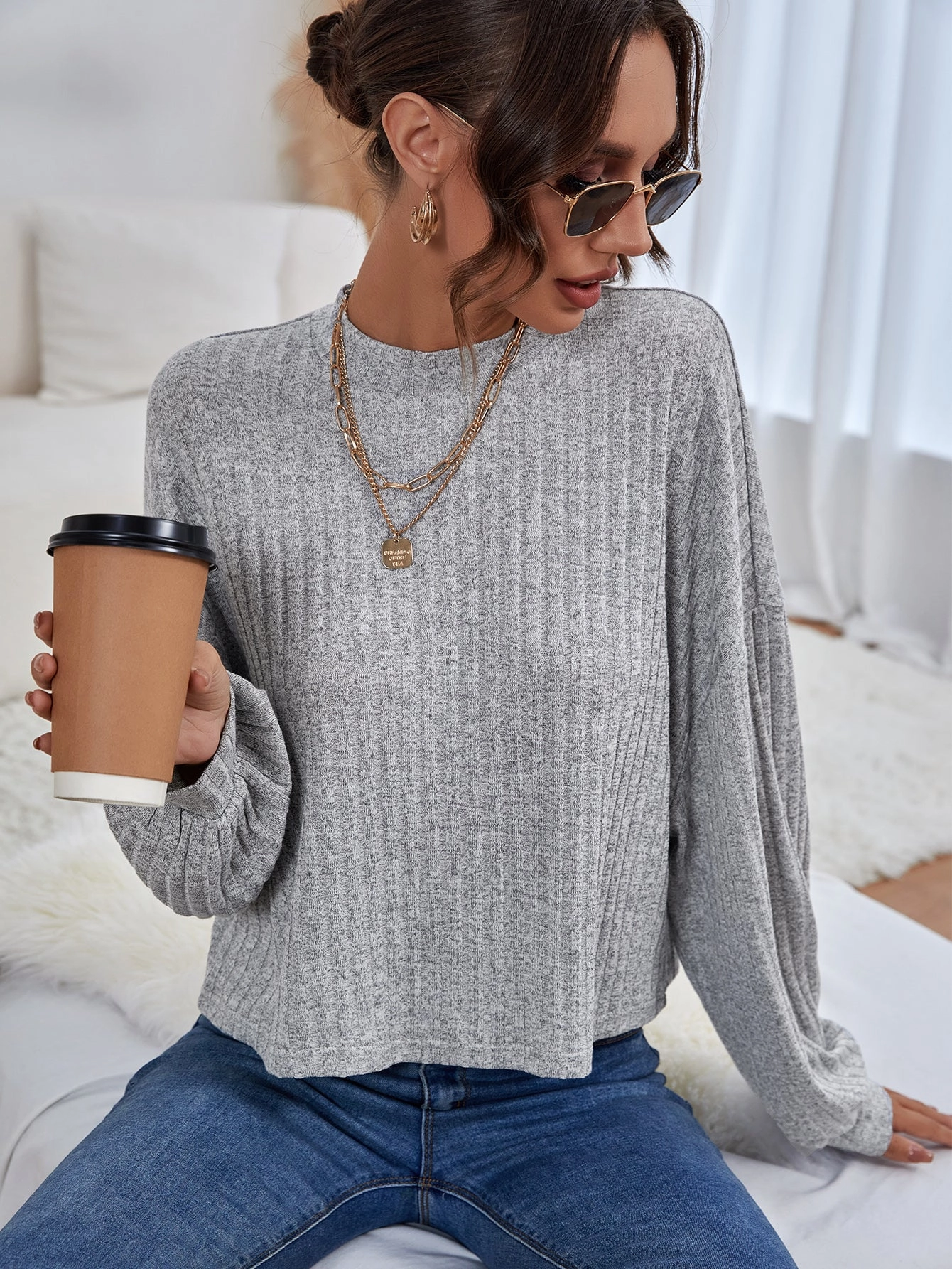 KittenAlarm - Gray Drop Shoulder Tee