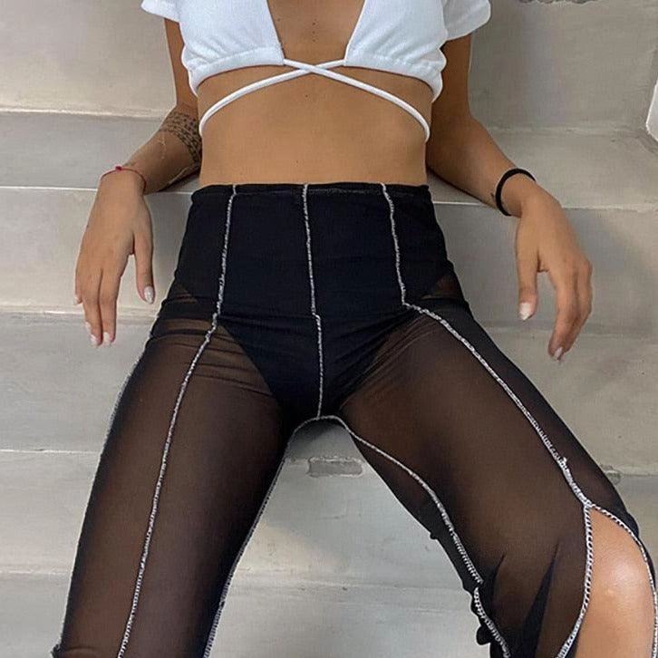 KittenAlarm - Grecia Sheer Mesh Slit Pants