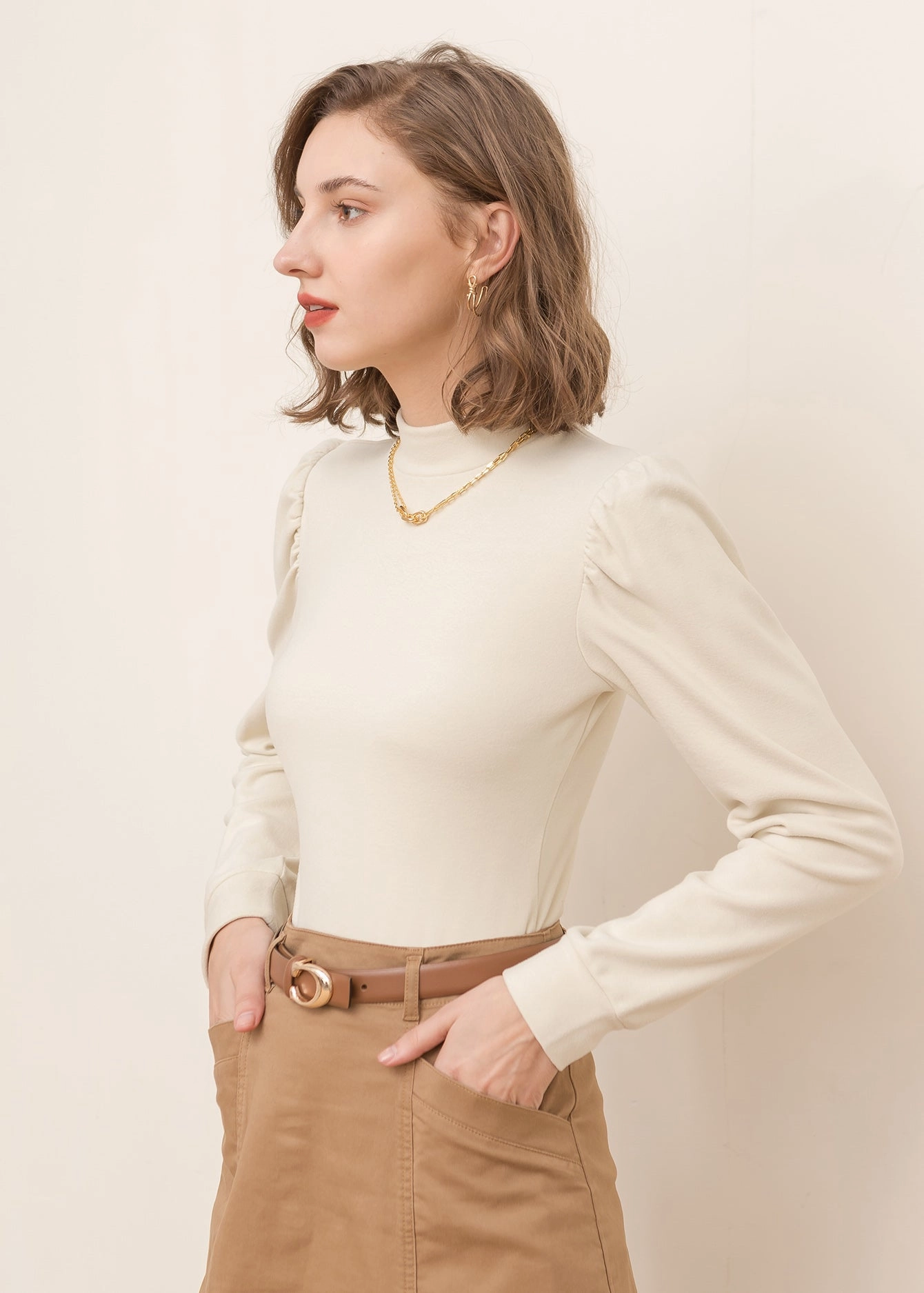 KittenAlarm - Half high collar crop top