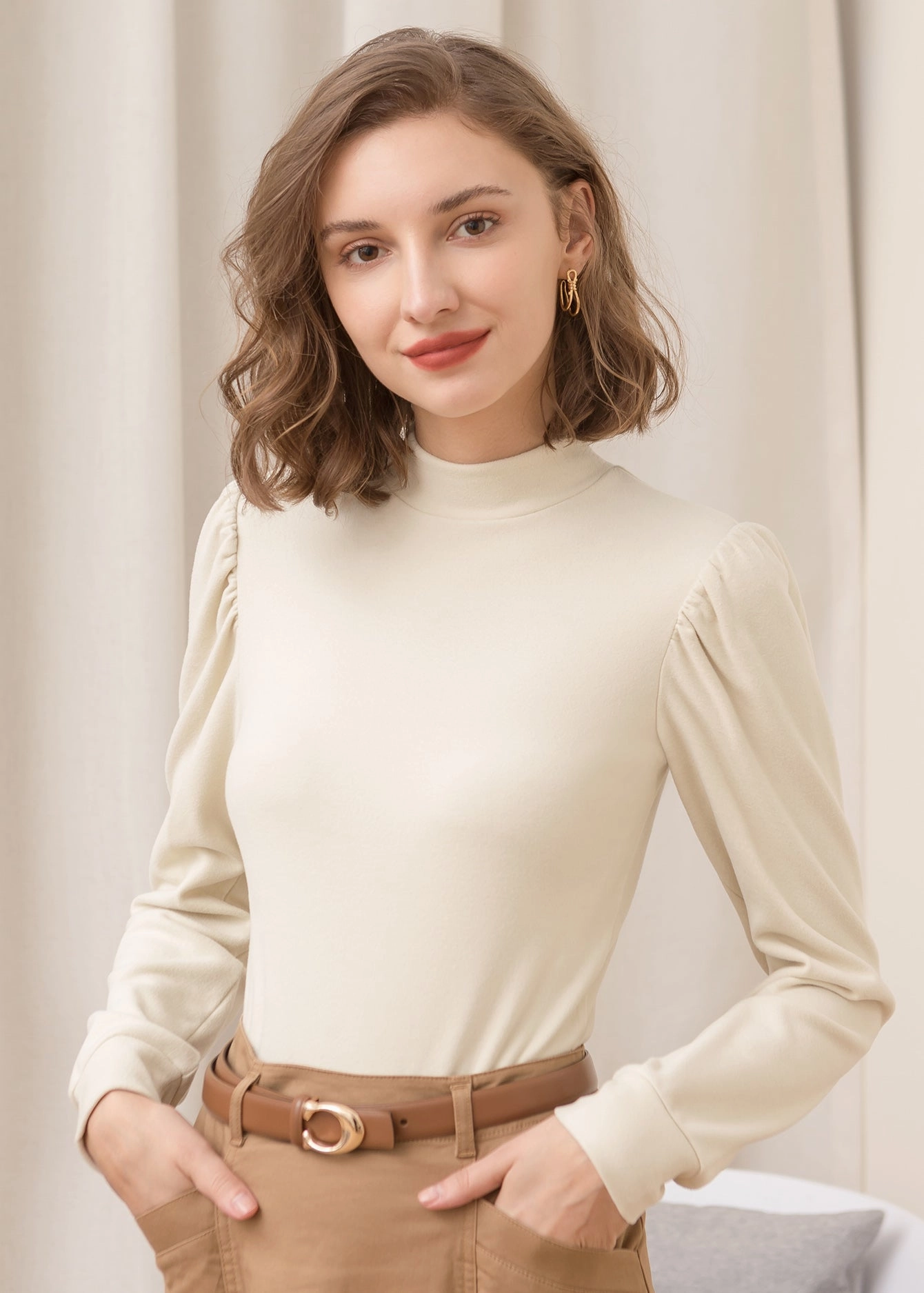 KittenAlarm - Half high collar crop top