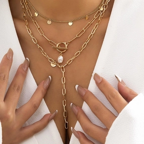 KittenAlarm - Hattie Link Chain Pearl Necklace