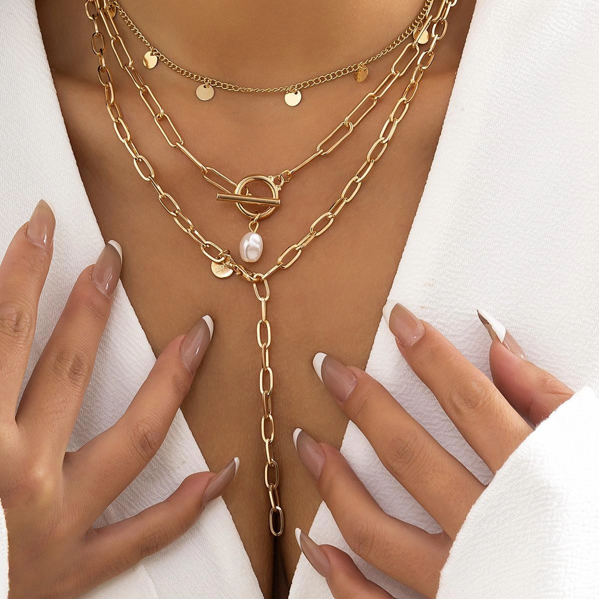 KittenAlarm - Hattie Link Chain Pearl Necklace