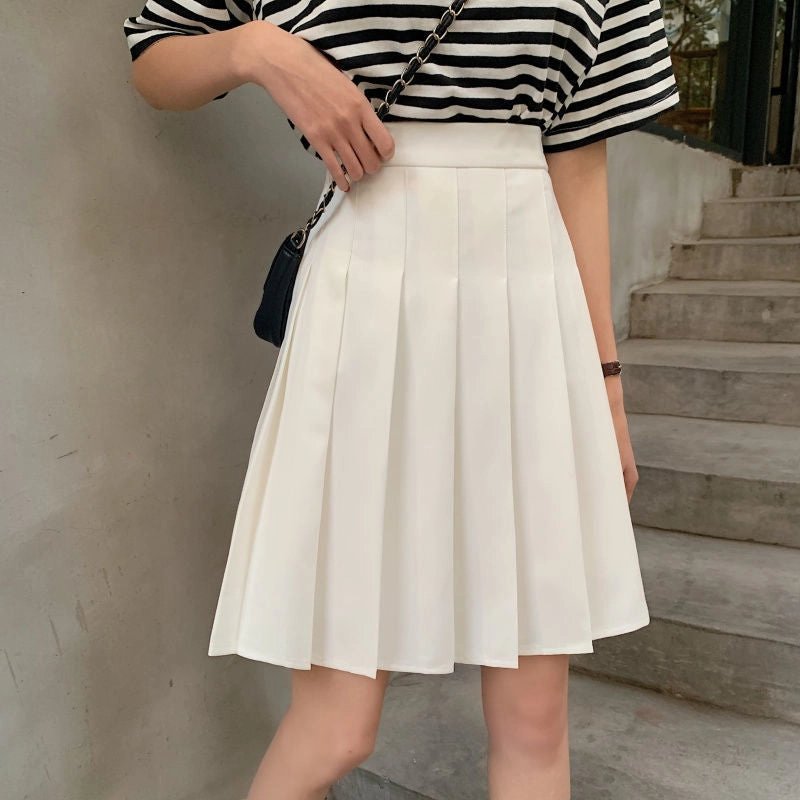 KittenAlarm - High Waist Knee Length Pleated Skirts