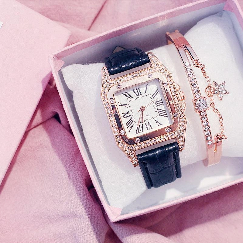 KittenAlarm - Hillary Embellished Rhinestone Watch & Bracelet Set