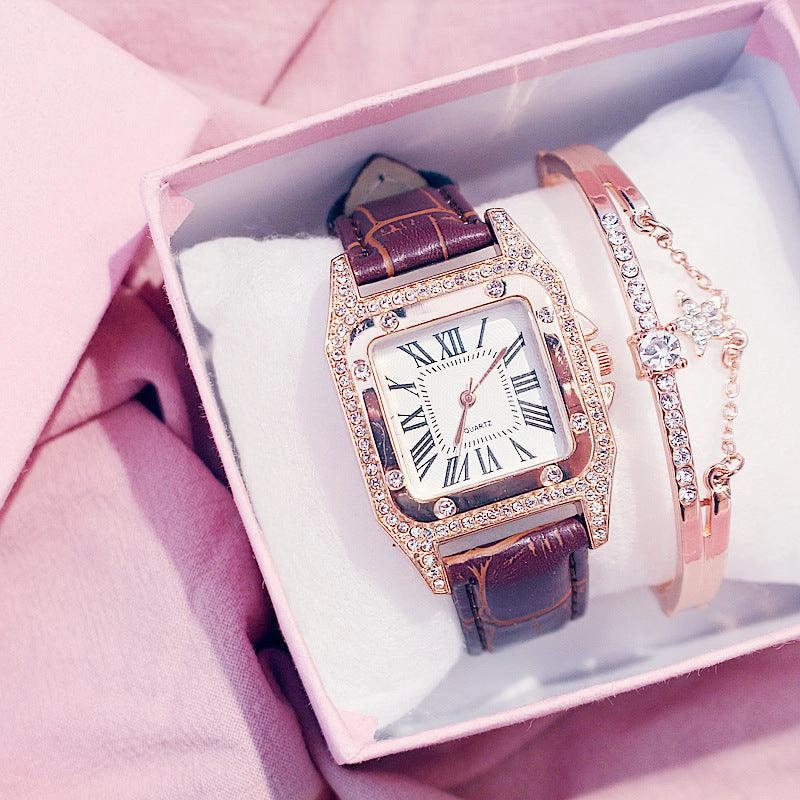 KittenAlarm - Hillary Embellished Rhinestone Watch & Bracelet Set