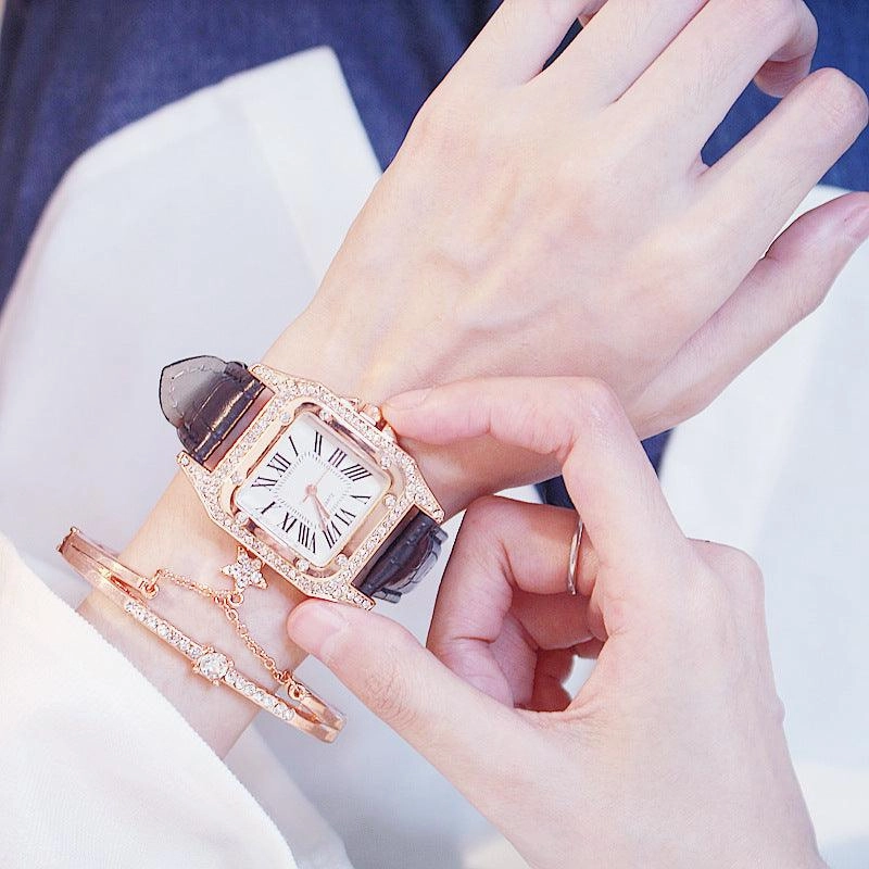 KittenAlarm - Hillary Embellished Rhinestone Watch & Bracelet Set