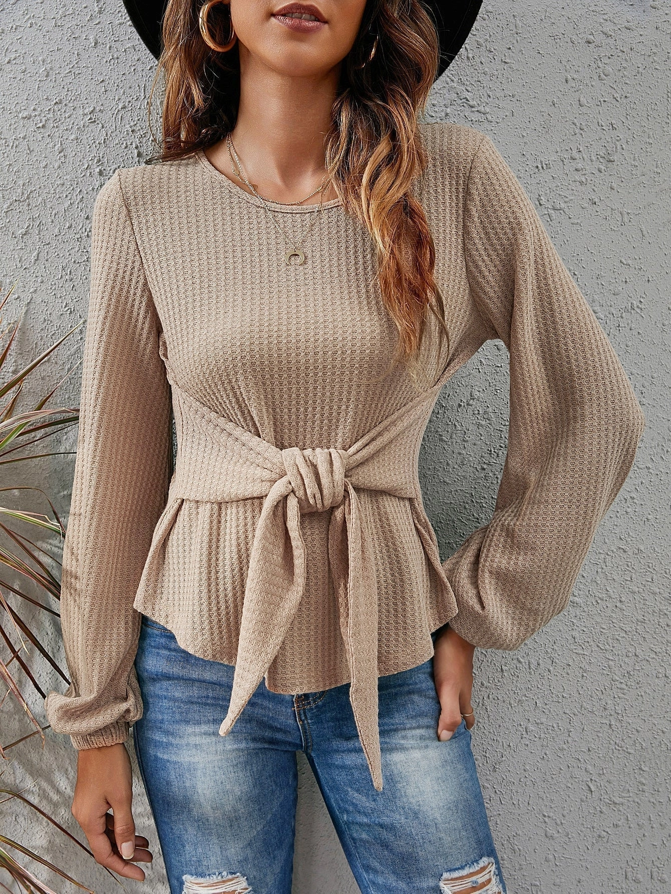 KittenAlarm - Knot Front Lantern Sleeve Tee