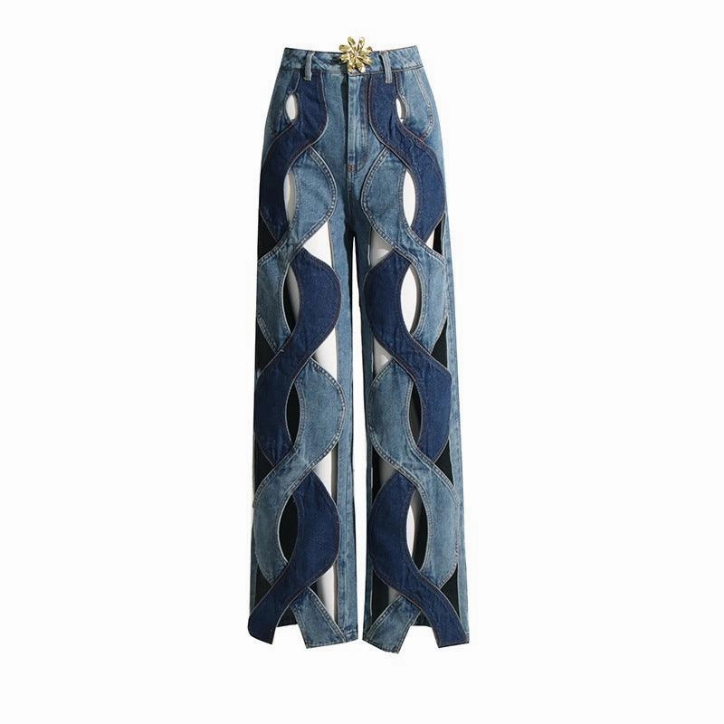 KittenAlarm - Lacey Cutout Hollow Out Denim Pants