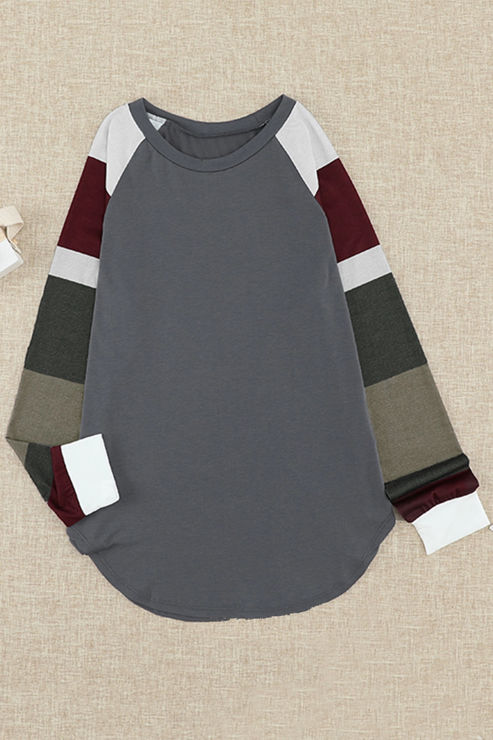 KittenAlarm - Ladies tops round neck contrast long sleeves sweatshirt
