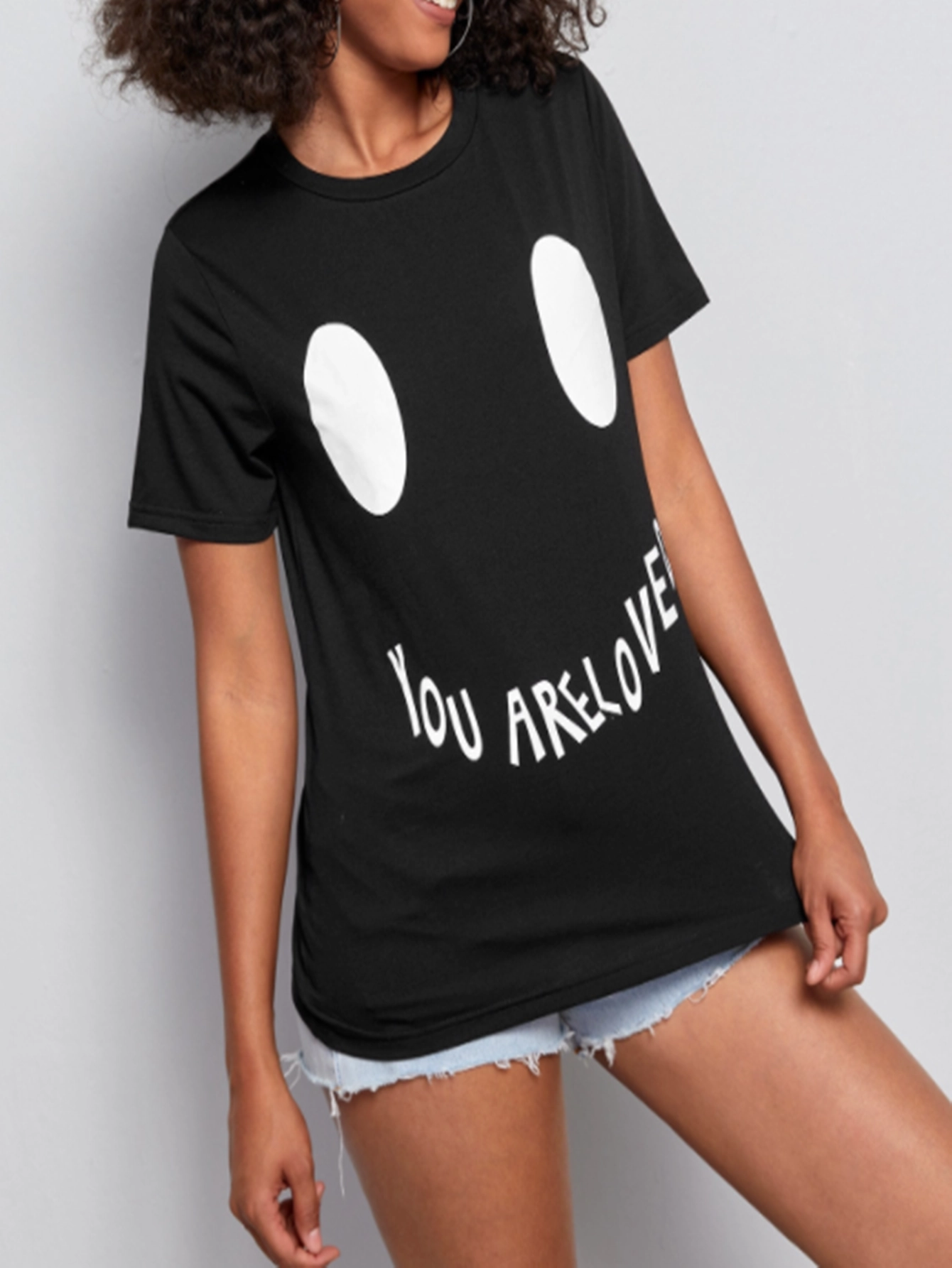 KittenAlarm - Letter print Round collar Tshirt