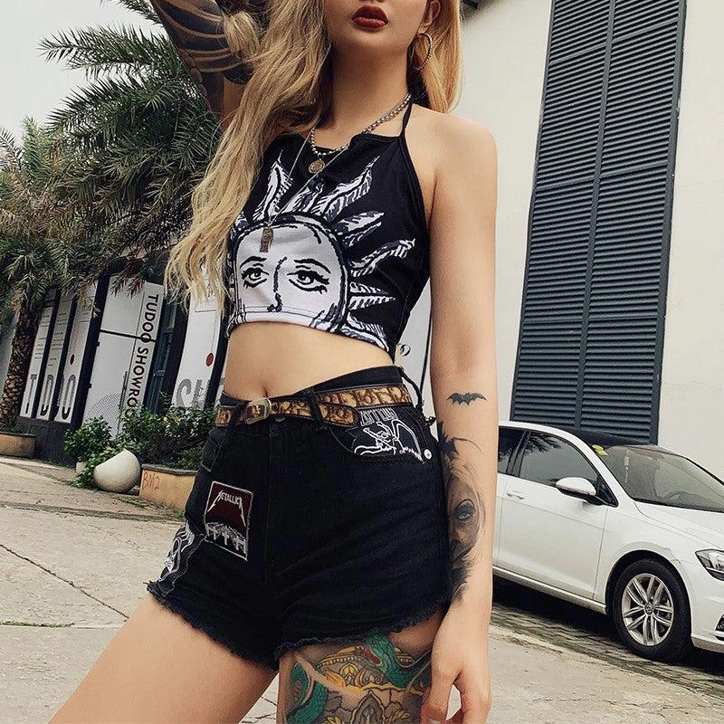 KittenAlarm - Makaila Spagheti Strap Printed Tank Top