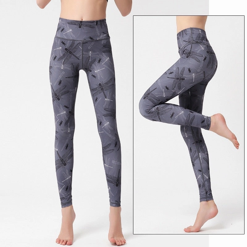 KittenAlarm - Mojoyce Cloud Hide Yoga Pants Sports Leggings Women High Waist Trainer Long Tights Flower Push Up Running Trouser Workout Plus Size XL