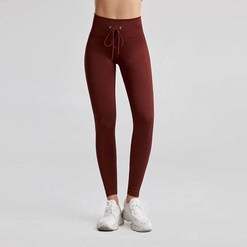 KittenAlarm - Mojoyce Ribbed Yoga Pants Sport Leggings Women Fitness Gym Clothing High Waist Push Up Seamless Workout Pants Solid Tights