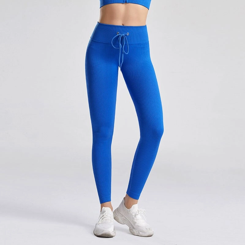 KittenAlarm - Mojoyce Ribbed Yoga Pants Sport Leggings Women Fitness Gym Clothing High Waist Push Up Seamless Workout Pants Solid Tights