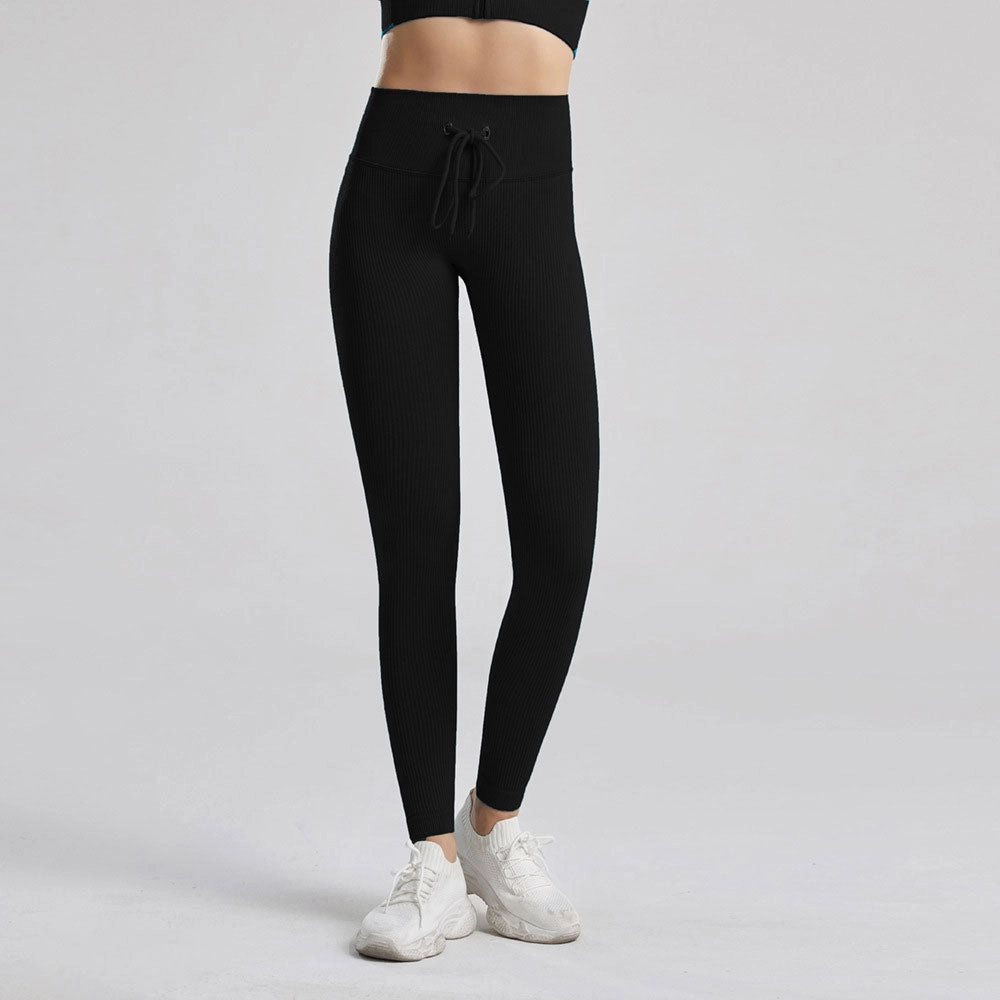 KittenAlarm - Mojoyce Ribbed Yoga Pants Women Seamless Push Up Sport Leggings Fitness Pants Tights Gym Workout Drawstring Scrunch  Legging