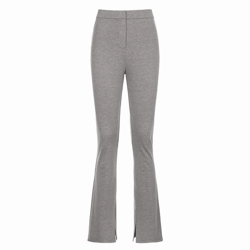 KittenAlarm - Mojoyce Women's Solid High Waist Stretchy Leggings Skinny Sexy Split Out Long Trousers Casual Sport Pants Streetwear Autumn