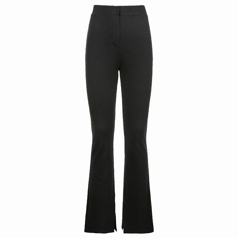 KittenAlarm - Mojoyce Women's Solid High Waist Stretchy Leggings Skinny Sexy Split Out Long Trousers Casual Sport Pants Streetwear Autumn