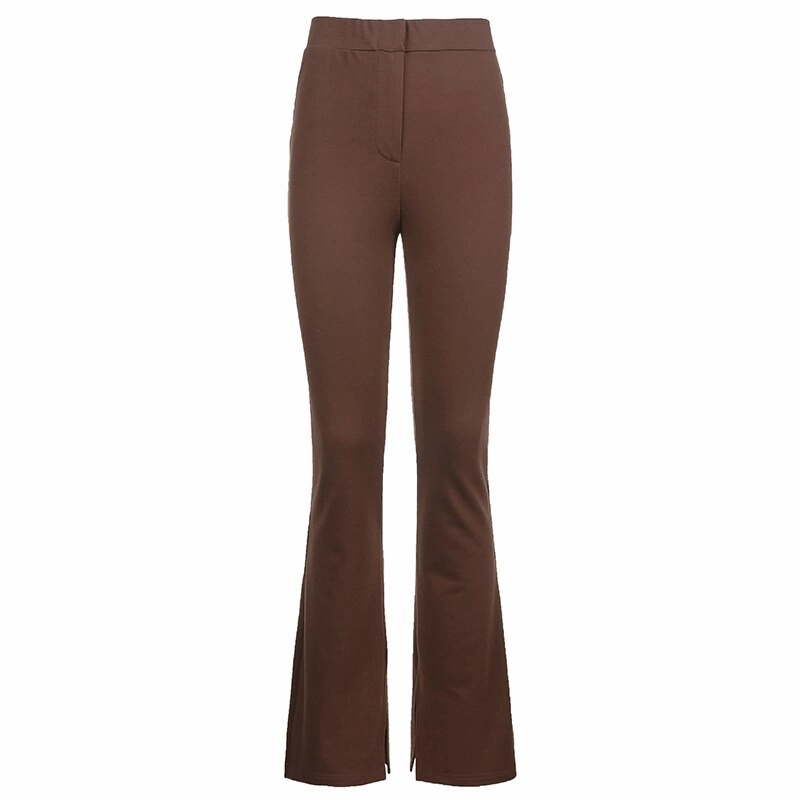 KittenAlarm - Mojoyce Women's Solid High Waist Stretchy Leggings Skinny Sexy Split Out Long Trousers Casual Sport Pants Streetwear Autumn