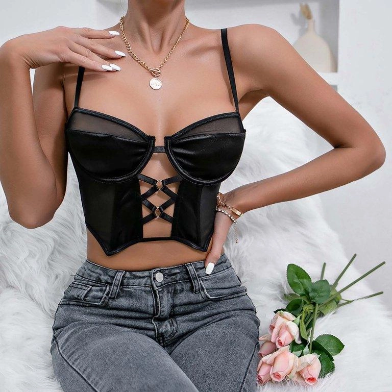KittenAlarm - Myra Strap Criss Cross Front Bustier Cami Top