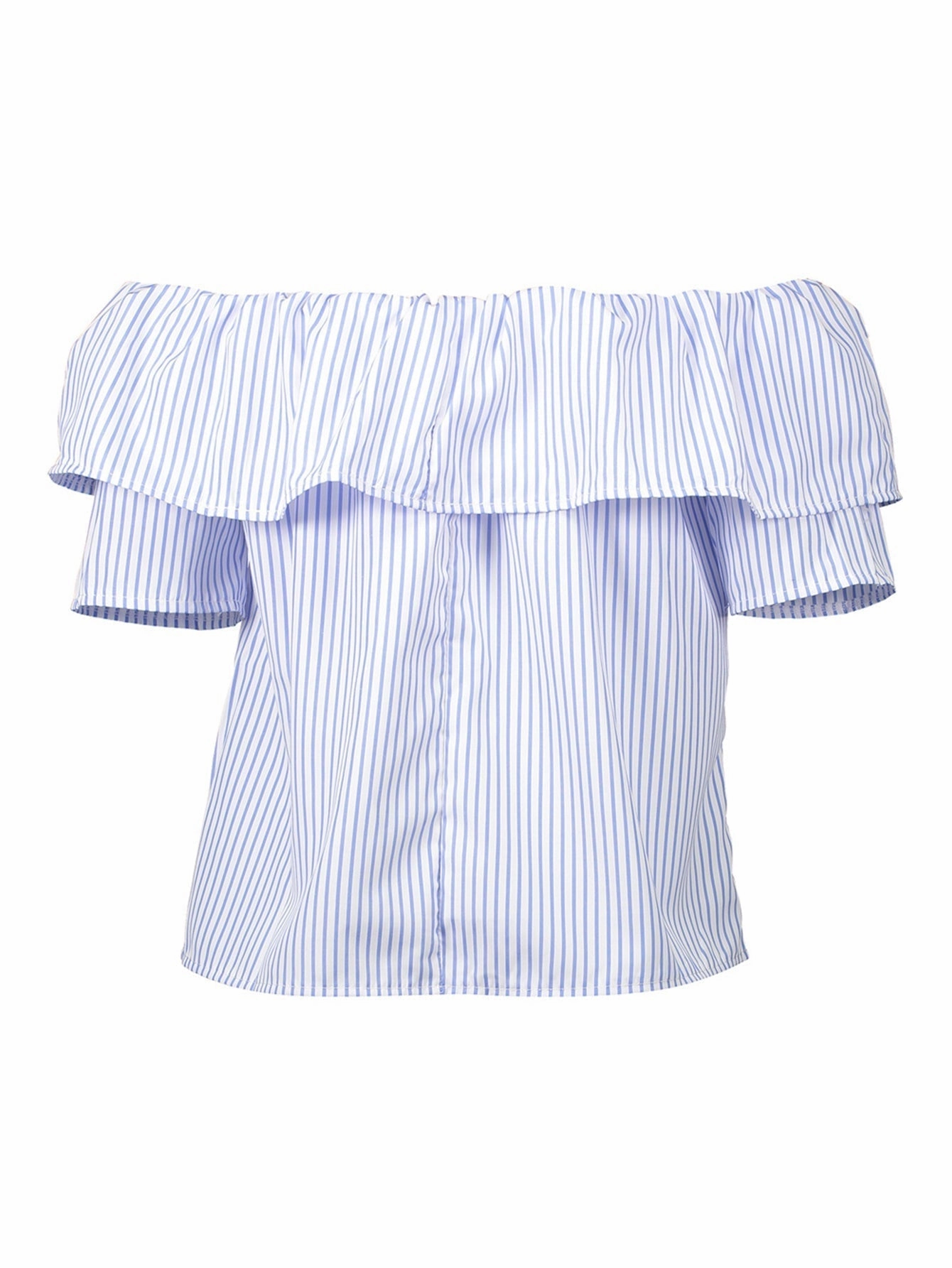 KittenAlarm - Off shoulder embroidered rose STRIPE T-shirt