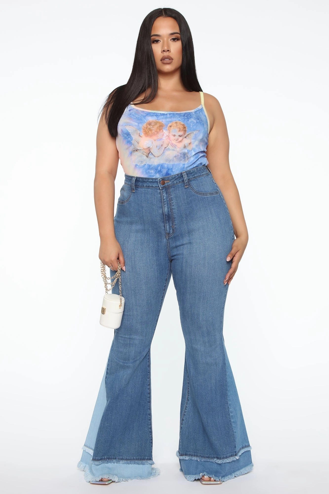 KittenAlarm - Only The Best Vibes Bell Bottom Jeans - Medium Blue Wash
