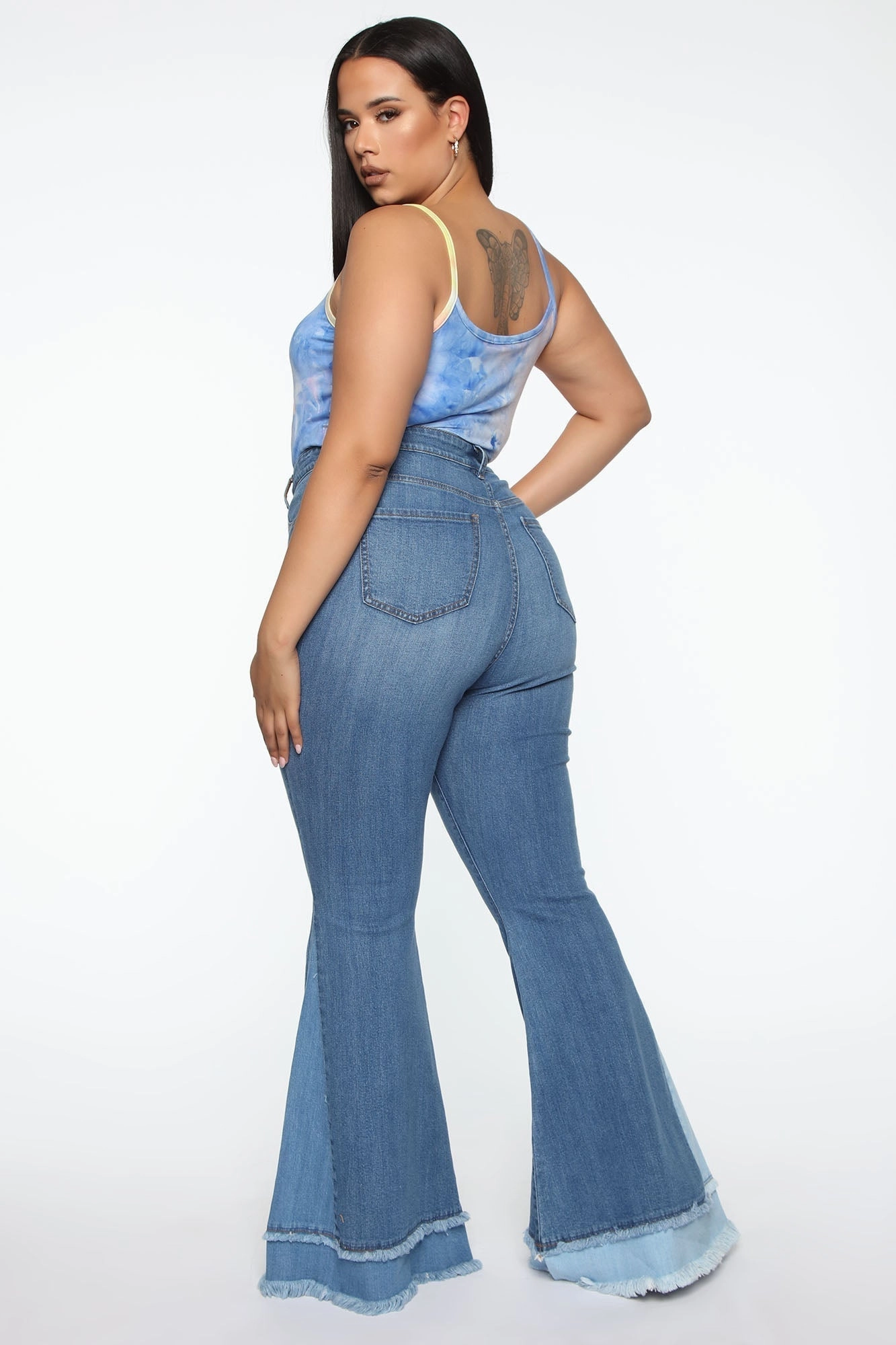 KittenAlarm - Only The Best Vibes Bell Bottom Jeans - Medium Blue Wash
