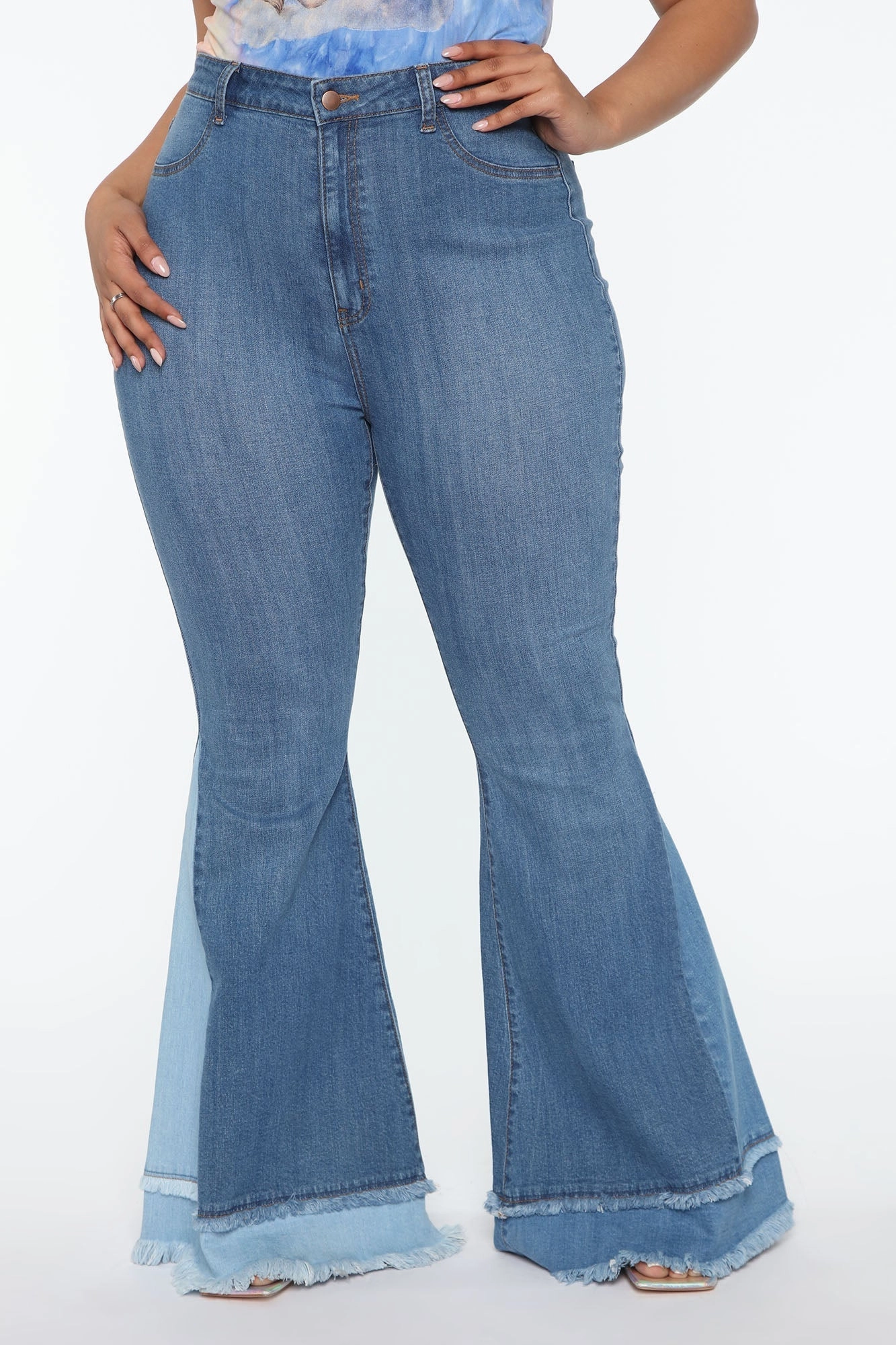 KittenAlarm - Only The Best Vibes Bell Bottom Jeans - Medium Blue Wash