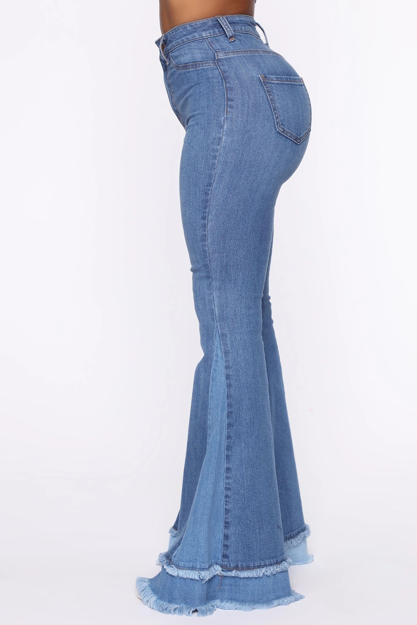 KittenAlarm - Only The Best Vibes Bell Bottom Jeans - Medium Blue Wash