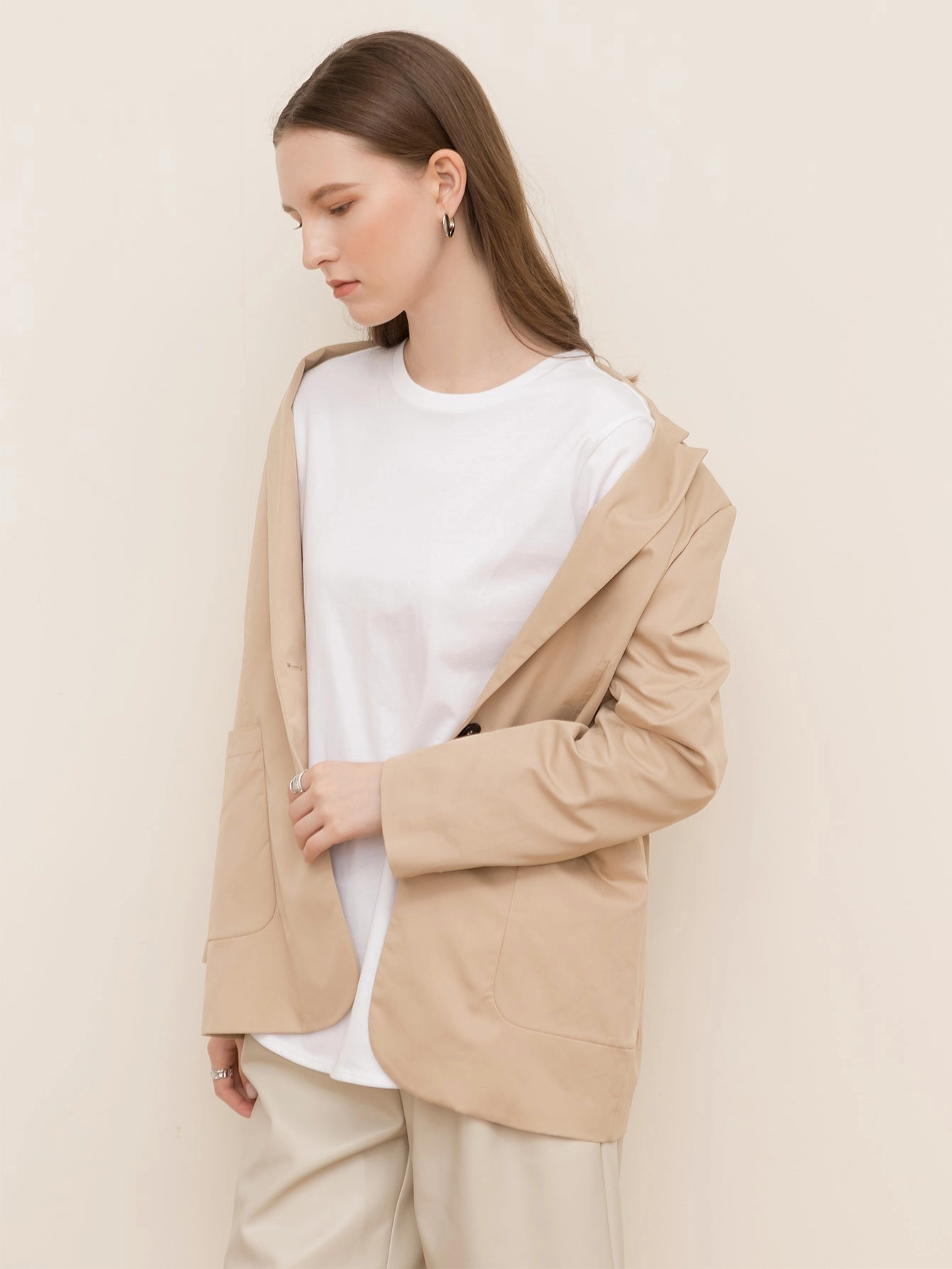 KittenAlarm - Pure Cotton Slit Round Neck Loose Long Sleeve T-Shirt Sweatshirt
