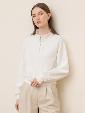 KittenAlarm - Solid color loose long-sleeved zipper sweater