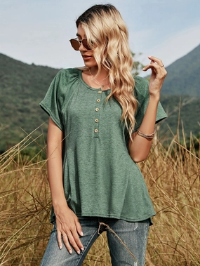 KittenAlarm - Solid color round neck casual t-shirt