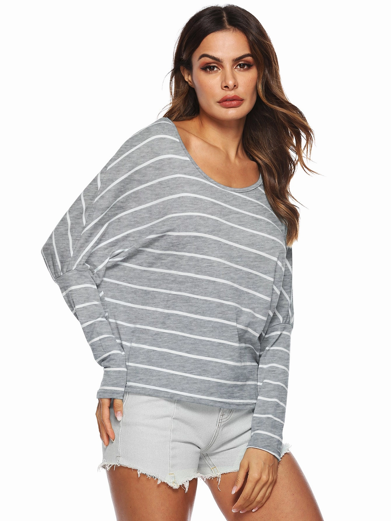 KittenAlarm - Striped Batwing SleeveTop