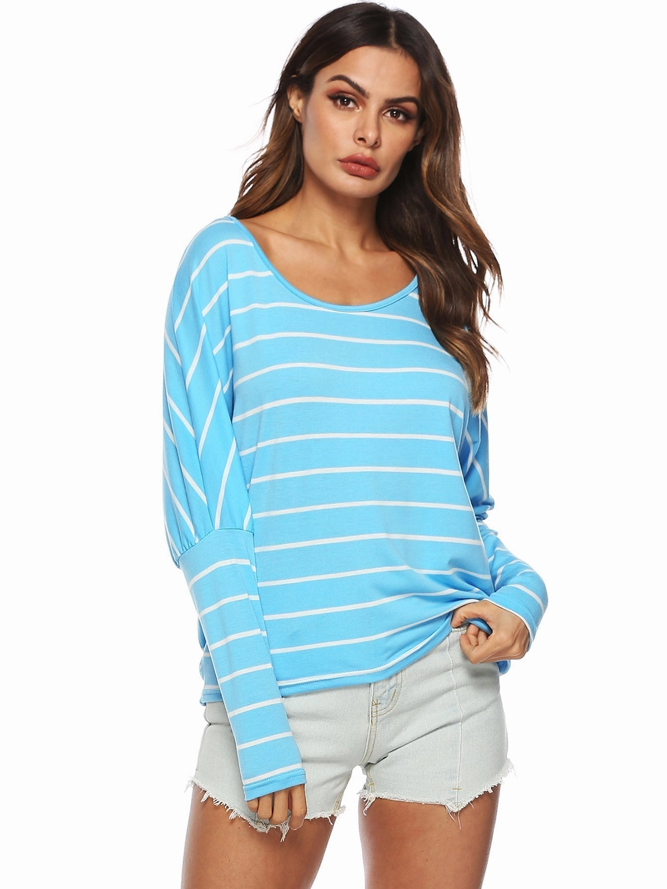 KittenAlarm - Striped Batwing SleeveTop