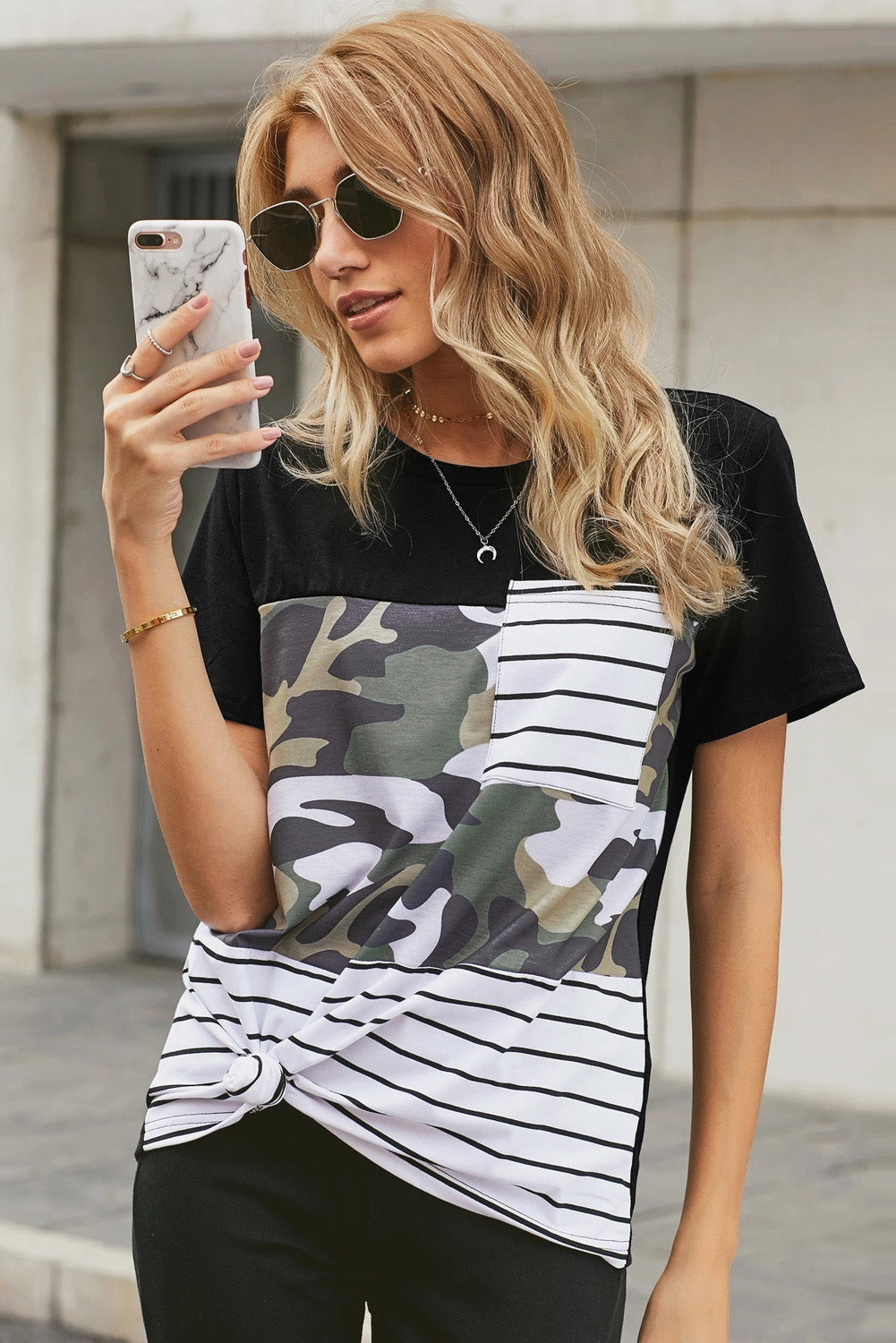 KittenAlarm - Striped Camo Pocket T-shirt Snake/Leopard Striped Camo Pocket T-shirt