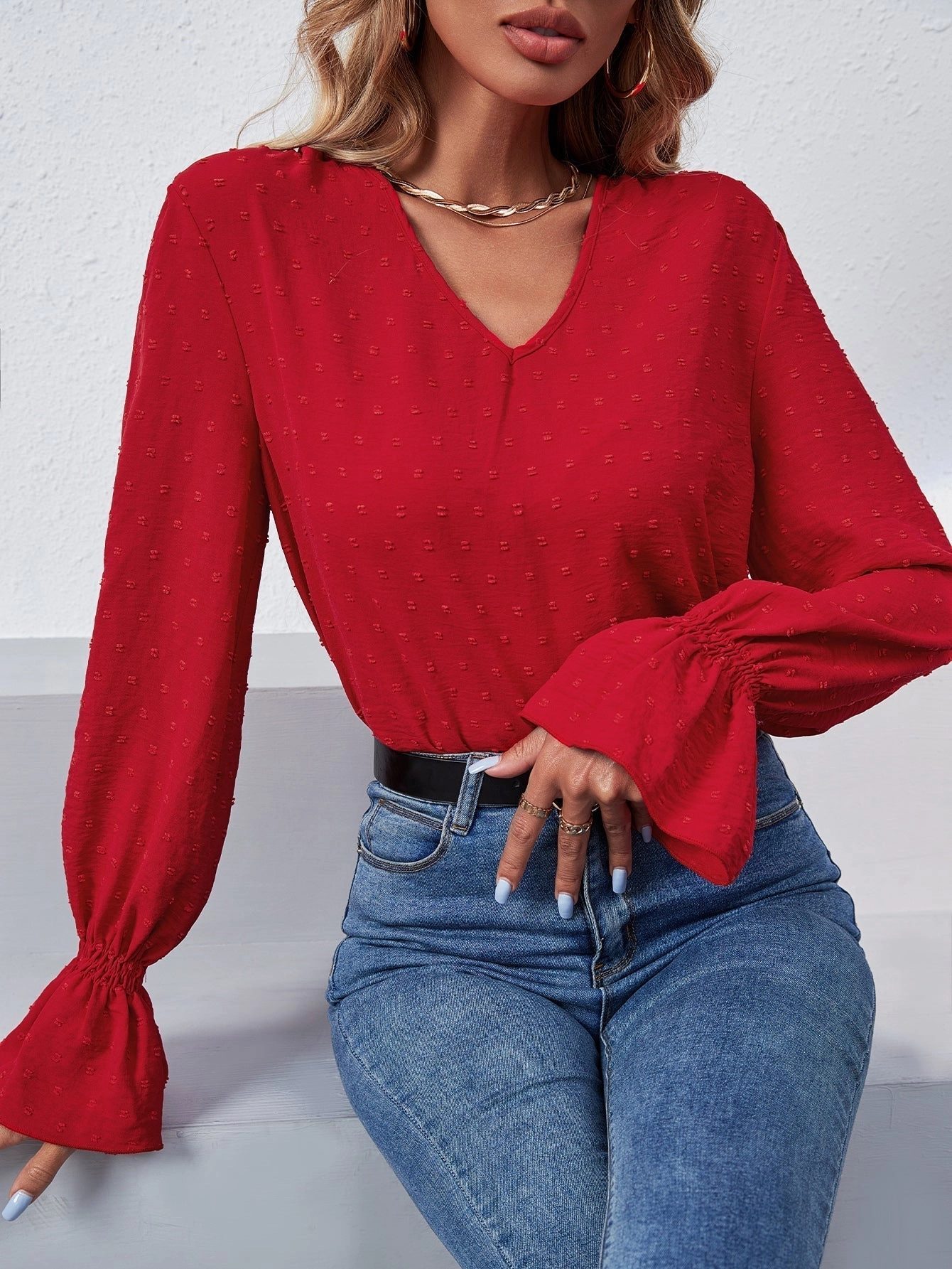 KittenAlarm - Swiss Dot Flounce Sleeve Top