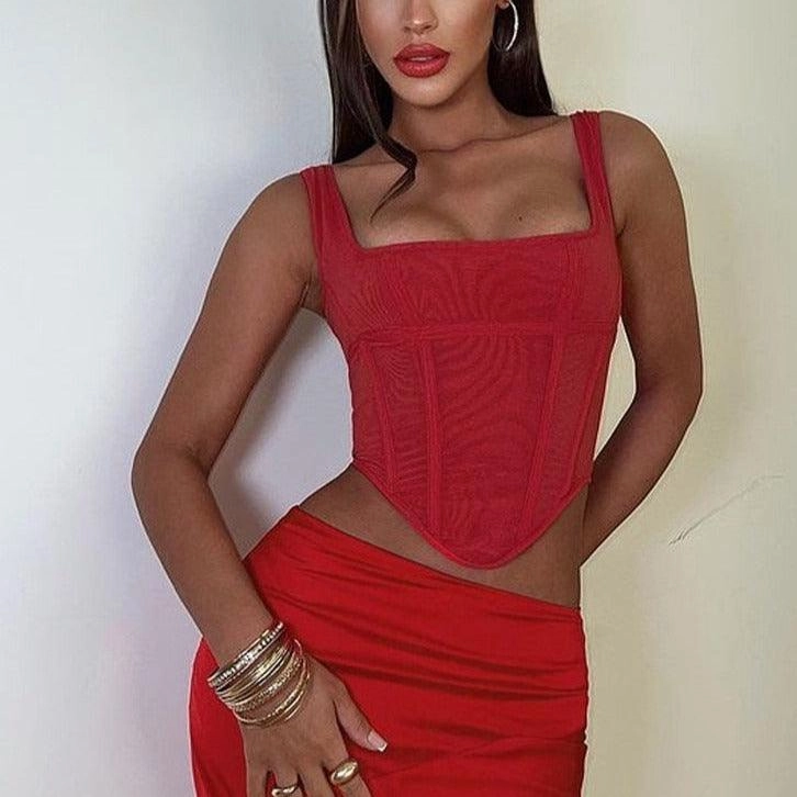 KittenAlarm - Tillie Solid Corset Tank Top